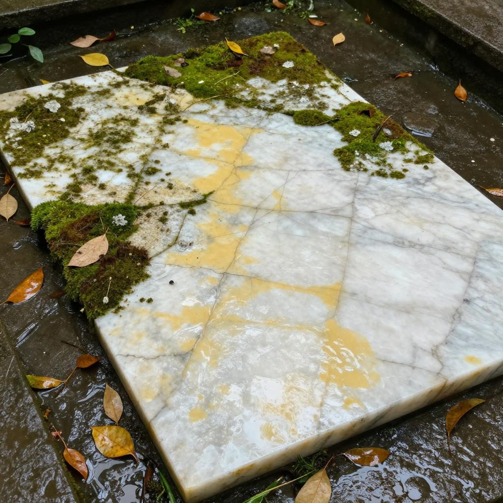 白色石材，氧化变黄的原因和维护方法(图1)